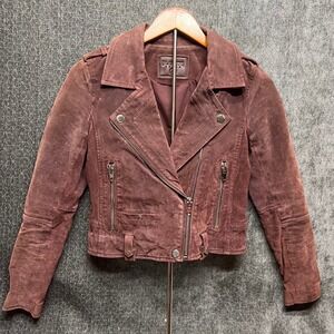 [BLANKNYC] Suede Moto Jacket Womens XS Burgundy Asymmetrical Zip Biker